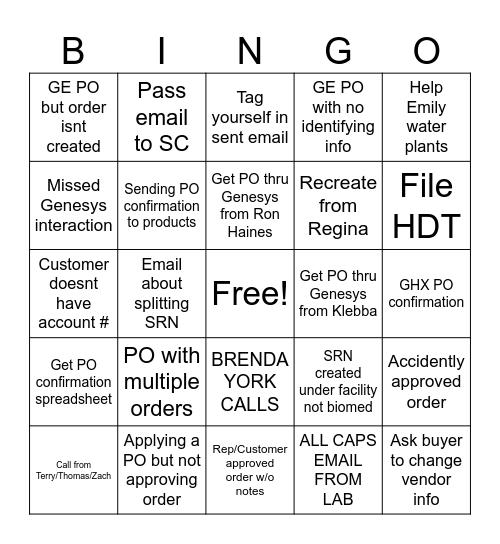 CCR BINGO Card