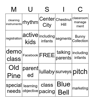 Teacher Workshop Bingo Card