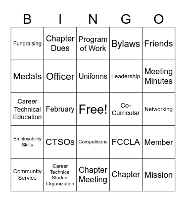 FCCLA Bingo Card