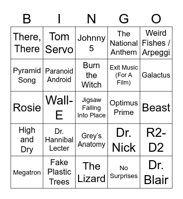 Doctors, Radiohead, & Robots Bingo Card