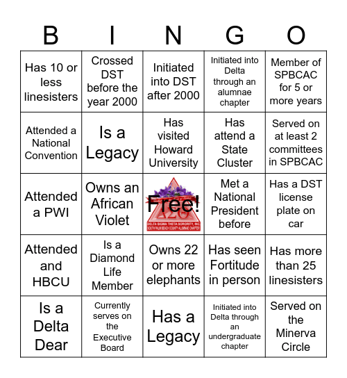 DELTA BINGO Card