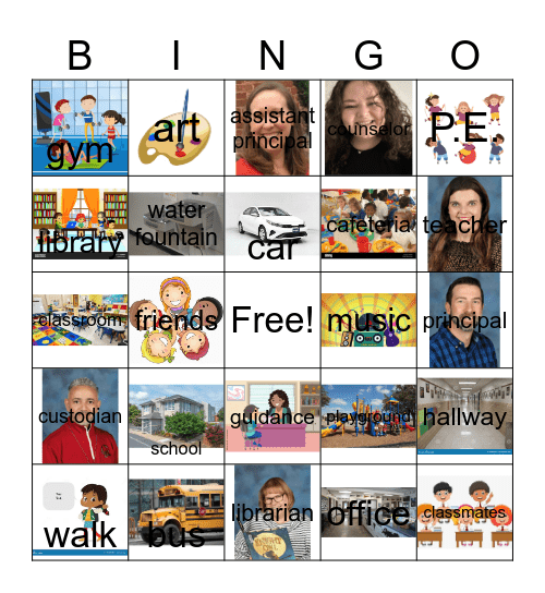 Unit 1-School Bingo Card