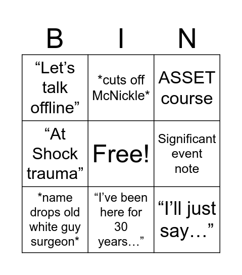 Deb Bingo Card