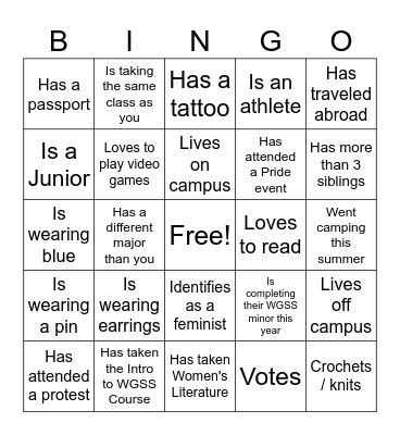 Find Someone Who... Bingo Card