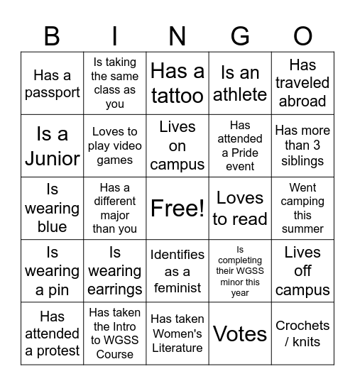 Find Someone Who... Bingo Card