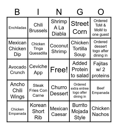 September Sales Competion Bingo Card