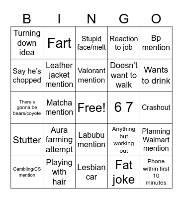 Zane Bingo Card