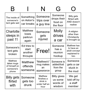 Geckos Reunion Bingo Card