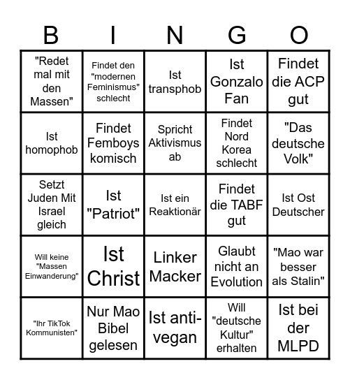 Maoisten Bingo Card