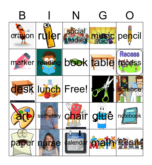 Unit 1- School Part 2 Bingo Card
