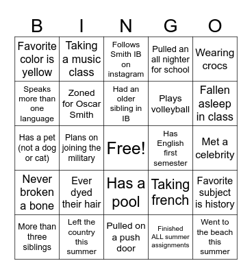 Ice Breaker Bingo Card
