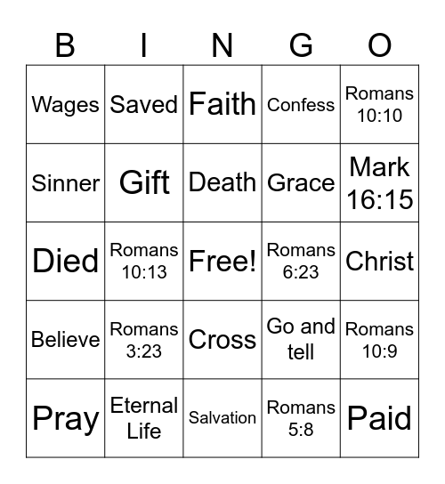Go & Tell Bingo Card
