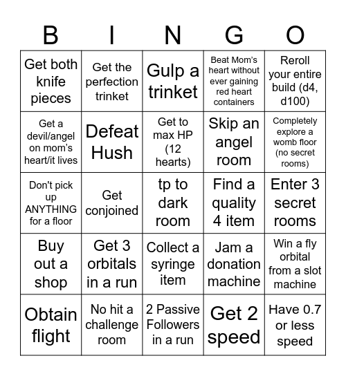 Isaac repentance bingo Card