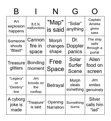 Treasure Planet Bingo Card