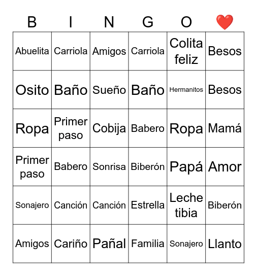 Bingo Baby Shower de Matthew Bingo Card
