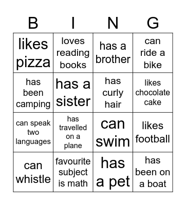 Year 3 Bingo Card