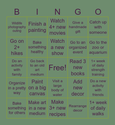 Monthly Bingo Card