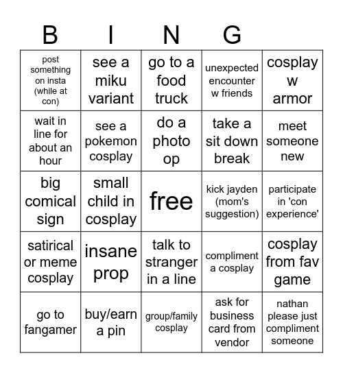 PAX bingo Card