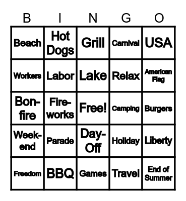 Labor Day Bingo Card