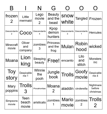 MOVIE BINGO Card