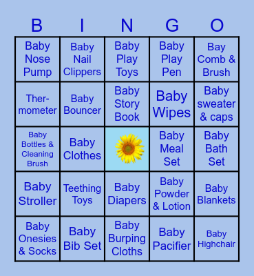 Welcome Sonshine Baby Bingo 2025 Bingo Card