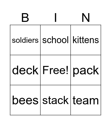 Collective nouns Bingo Card