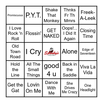 Spanky's Music Bingo 8/27/25 Bingo Card