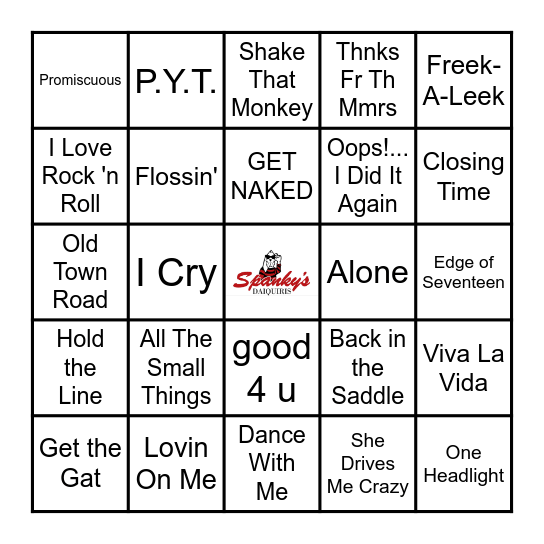 Spanky's Music Bingo 8/27/25 Bingo Card
