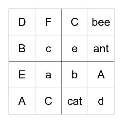 Alphabet Bingo Card