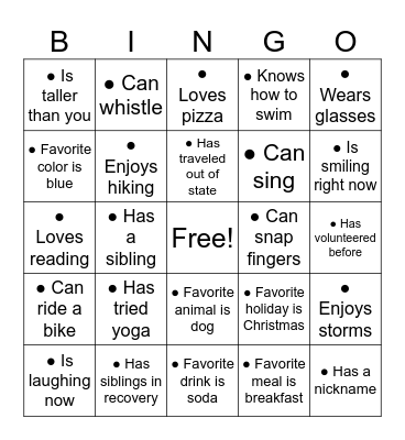 Recovery Rocks! Bingo Card