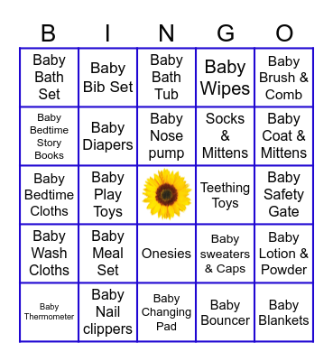 Welcome Sonshine Baby Bingo 2025 Bingo Card