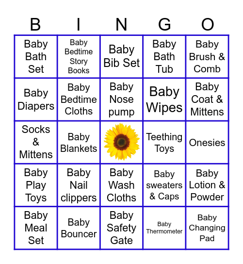 Welcome Sonshine Baby Bingo 2025 Bingo Card