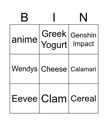 Untitled Bingo Card