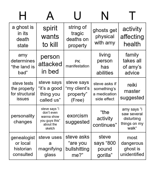 Dead Files Bingo 2 Bingo Card