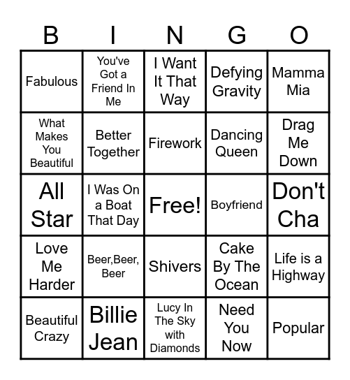 Best Buddies Karaoke Bingo Card
