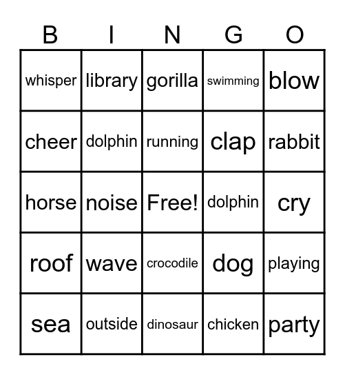 Word Review Bingo Card