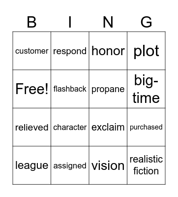 Vocabulary Bingo Card
