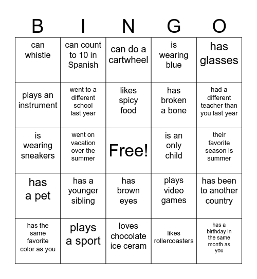Find Someone Who... Bingo Card