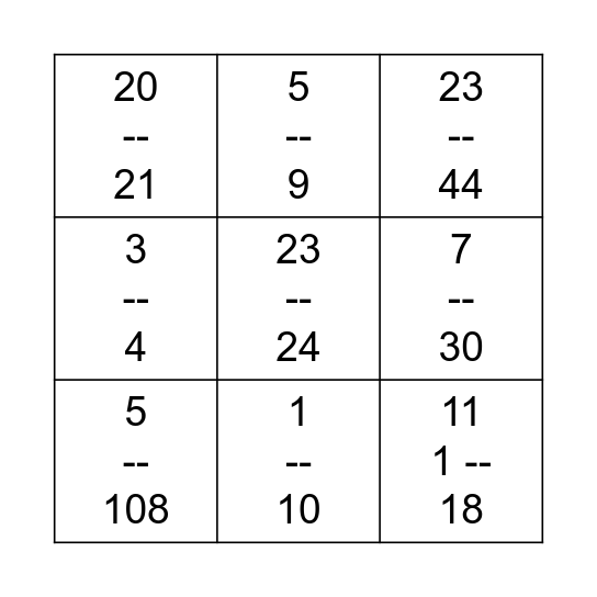 BINGO TIME Bingo Card