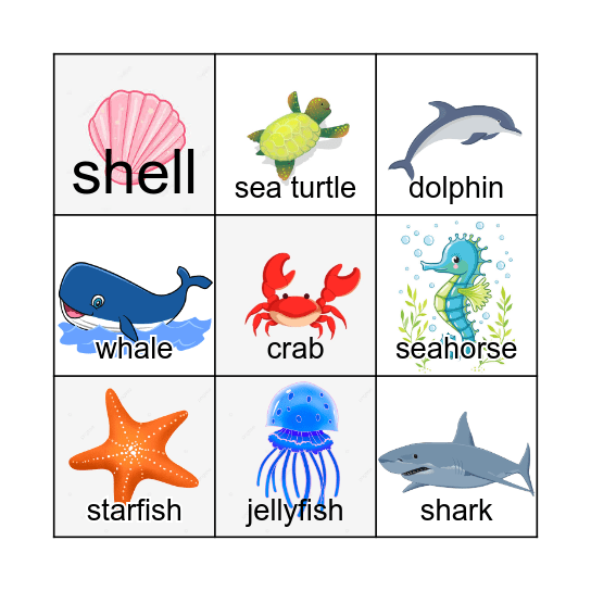 Ocean Animals Bingo Card