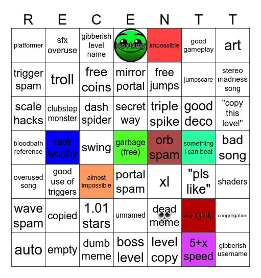 ULTIMATE RECENT TAB BINGO Card