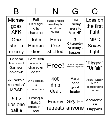 my dnd w friends Bingo Card