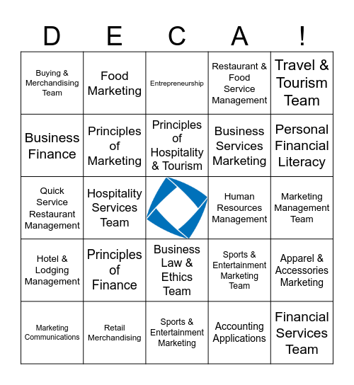 DECA Competitive Events Bingo Card