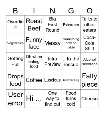 Tim Lee Food 2 Bingo Card
