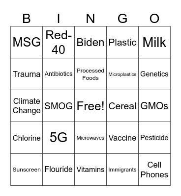 What causes Autism Bingo Card