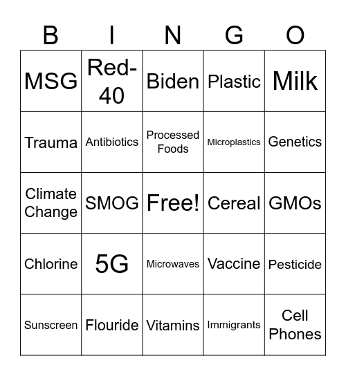 What causes Autism Bingo Card