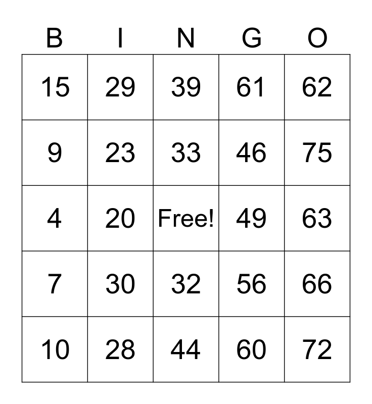 Binary BINGO Card