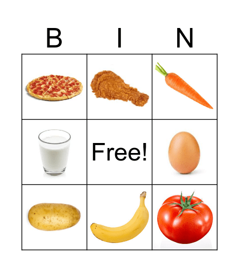 FOOD Bingo Card