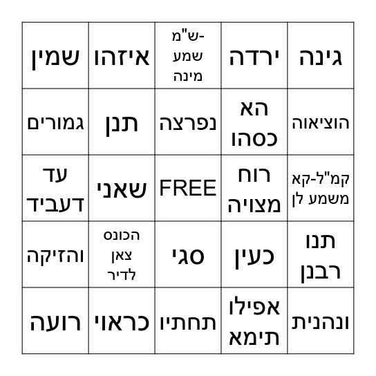 הכונס: נה עמוד ב Bingo Card