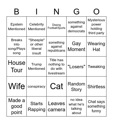 OFF TOPIC SHOW Bingo Card